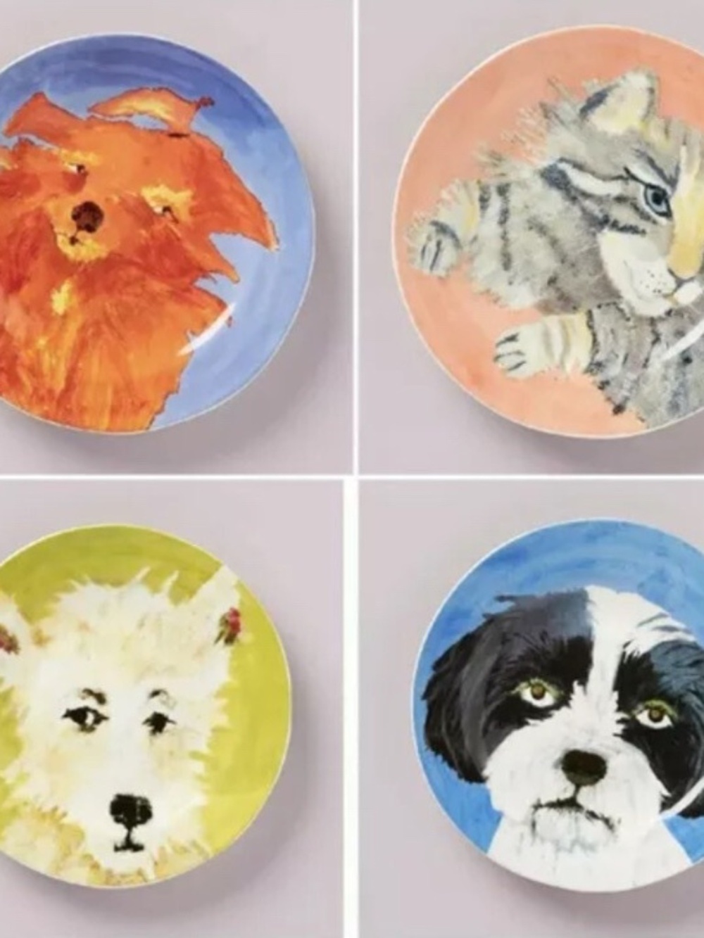 NWT Anthropologie Carole Akins Furry Friends Side Dessert Salad Plates